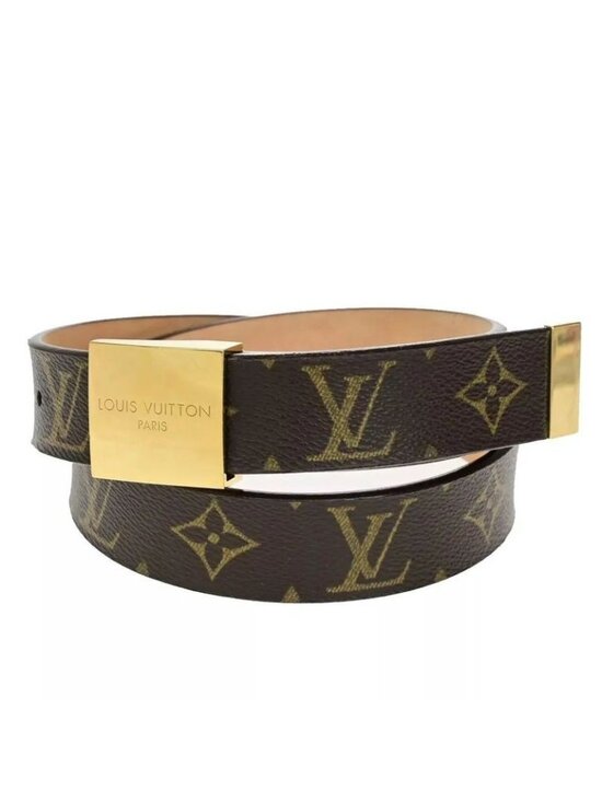 Louis Vuitton Belt Monogram Santure Carre Brown Gold Hardware M6800 33 Bs137 main image 8